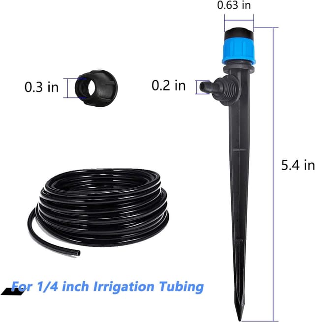 Detalle de Emettitori per irrigazione a goccia da 100 pezzi con picchetto e spruzzatore a ventola regolabile 360° per tubo da 1/4
