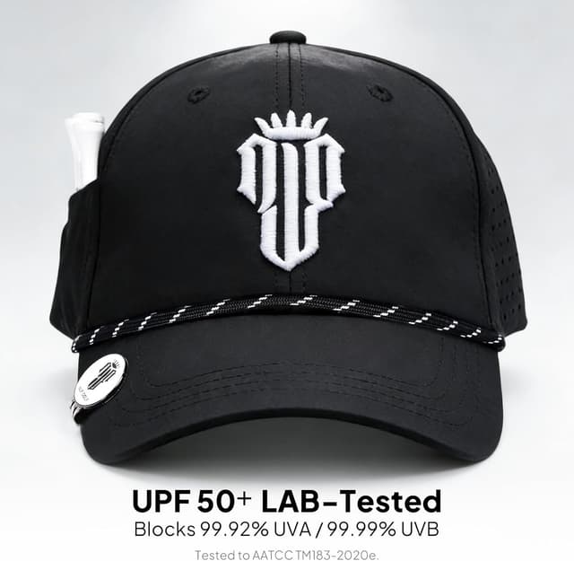 Detalle de NJF Golf Hat Men: Breathable Adjustable Rope Hook-and-Loop Cap with Tee Holder