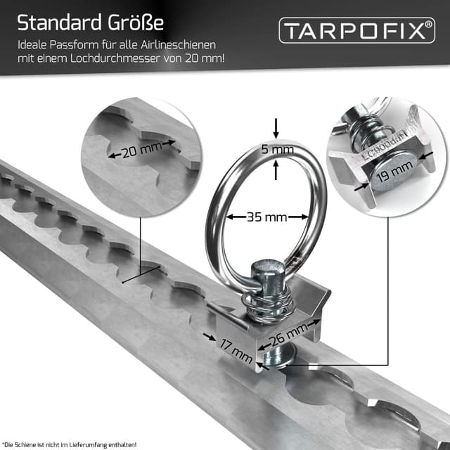 Thumbnail 1 de Tarpofix Airlineschiene Fitting Ring 10er Set 900 kg