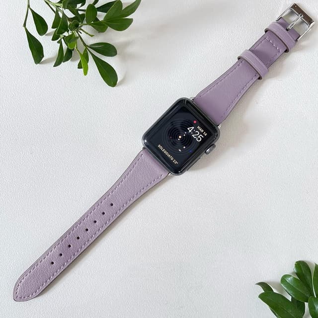 Detalle de AoYi Italian Genuine Leather Strap for Apple Watch (Series 11–1, SE, Ultra) – cowhide leather with 316L stainless buckle