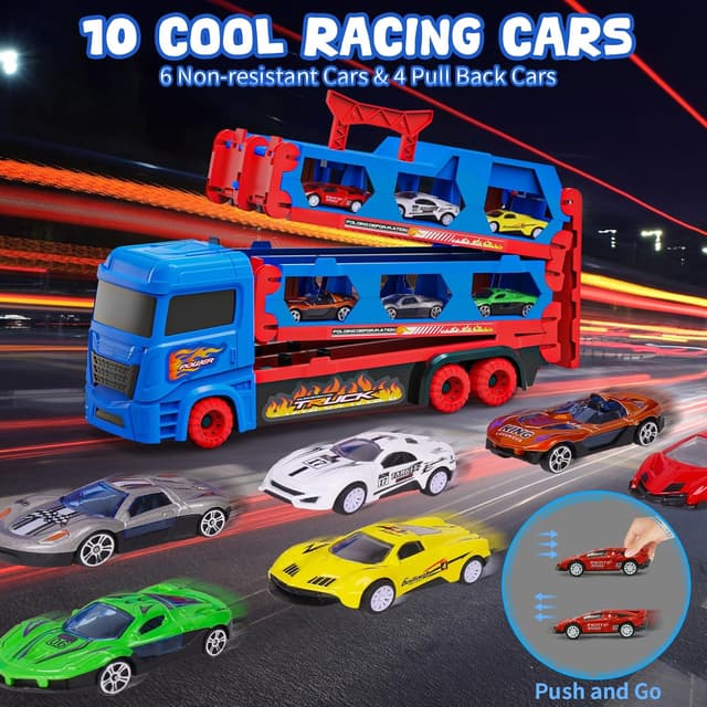 Thumbnail 1 de Carrier Truck Toys 65-inch Foldable Transporter with 10 Cars 🚚