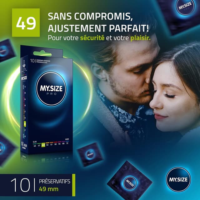 Detalle 2 de MY.SIZE PRO 10 Préservatifs ÉLITE – Taille 2 (49 mm) en latex Vytex, boîte de 10