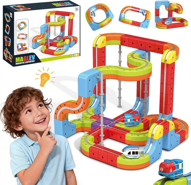 Detalle de YESHIN Clickrail Electric Train Set – DIY-Eisenbahnset mit modulierbaren 3D-Schienen und motorisiertem Zug, ab 3 Jahren