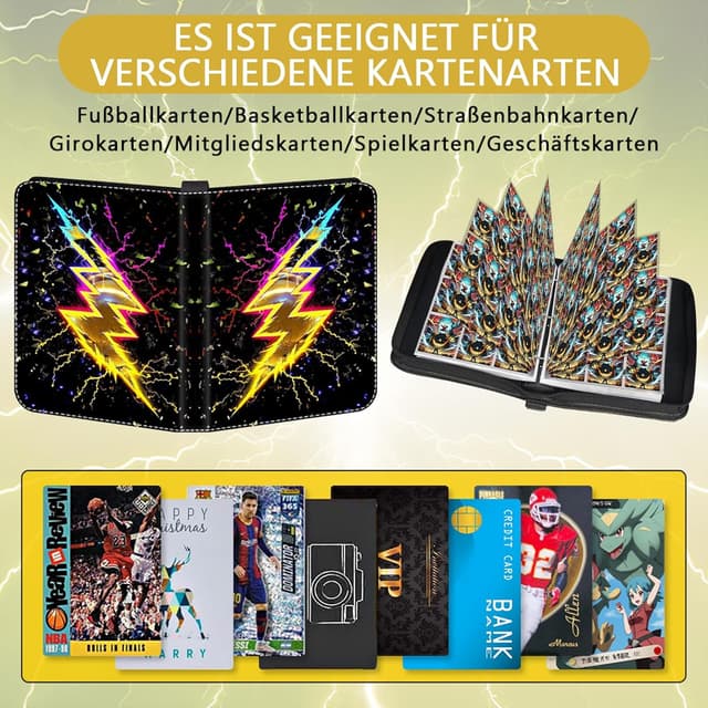 Detalle 1 de ShifenHong Sammelalbum groß für Sammelkarten mit Reißverschluss und 3-Ring-Mechanik