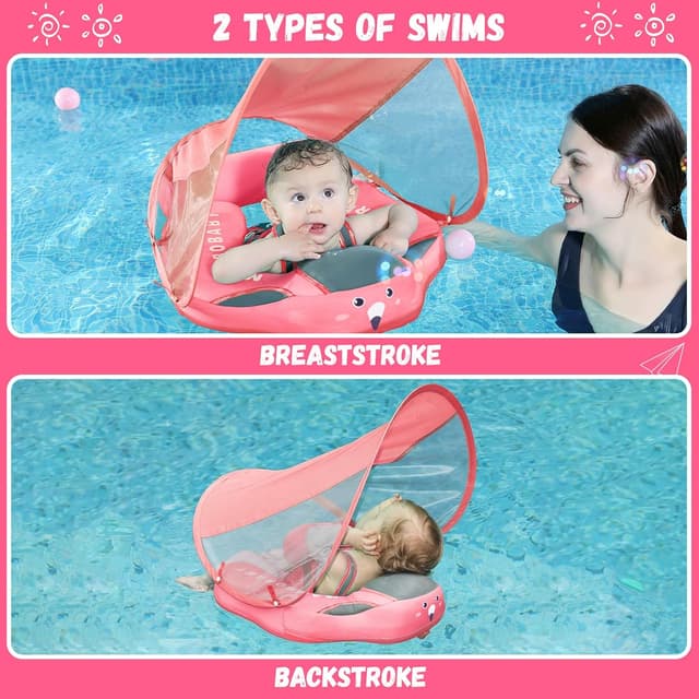 Detalle de GENTEACO Mambobaby Baby Swim Float with Canopy (Non-Inflatable) for Ages 3–24 Months