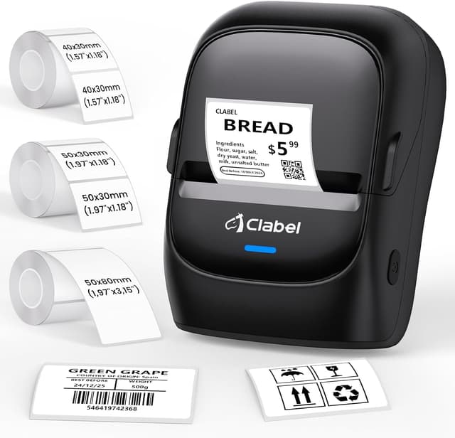 Detalle de CLABEL 221B Label Maker Machine with Bluetooth Thermal Printing (Portable, 2-inch) for Small Business