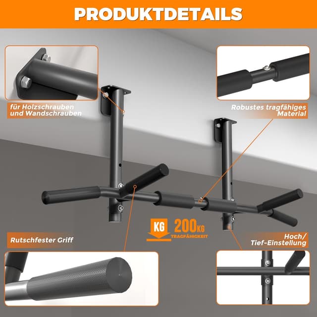 Thumbnail 6 de ONETWOFIT Barra per trazioni 3 in 1 da parete o soffitto, portata max 200 kg