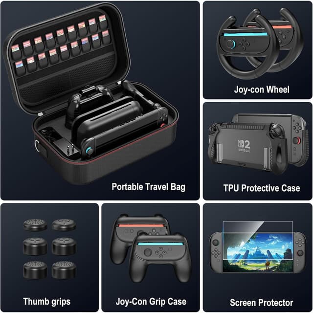 Detalle 2 de HEYSTOP Custodia per Nintendo Switch 2 18 giochi