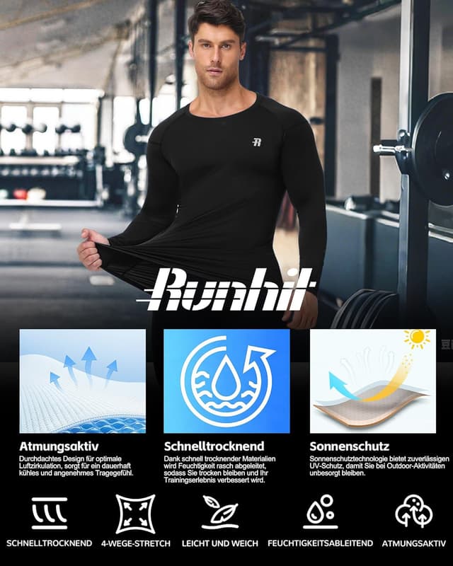 Thumbnail 4 de Runhit Kompressionsshirt Herren Langarm UPF 50+