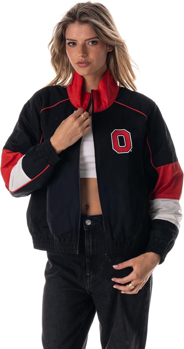 Detalle 2 de The Wild Collective Women’s Ohio State Raglan Track Jacket (Officially Licensed)