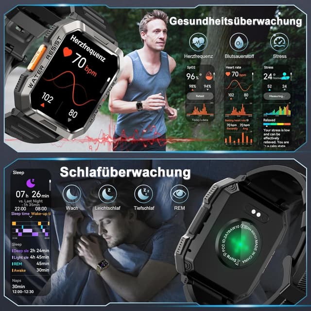 Thumbnail 5 de Baolubao Smartwatch Herren Militär 100 Tage Akku