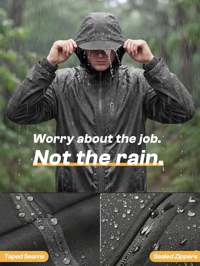 Detalle 2 de SaphiRose Men's Waterproof Rain Suit 2pc Packable ⛱