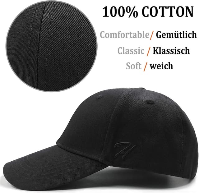 Detalle de HASAGEI Baseball Cap aus 100 % Baumwolle (verstellbar) für Herren & Damen