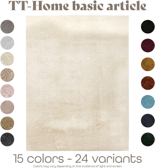 Thumbnail 6 de TT Home Wohnzimmer-Teppich Kurzflor Anti-Rutsch 100% Polyester, Creme – 200×280 cm