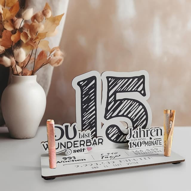 Thumbnail 2 de 15 Geburtstag 3D Holzkarte Geldgeschenke