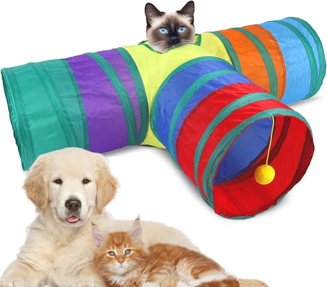 Detalle de Guinea Pig & Rabbit Collapsible 3-Way Tunnel (Rainbow) with Peepholes & Bell