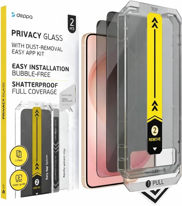 Detalle de Deppa Lot de 2 anti-espion pour Samsung S26 (6,3”) – Verre trempé avec kit de pose facile