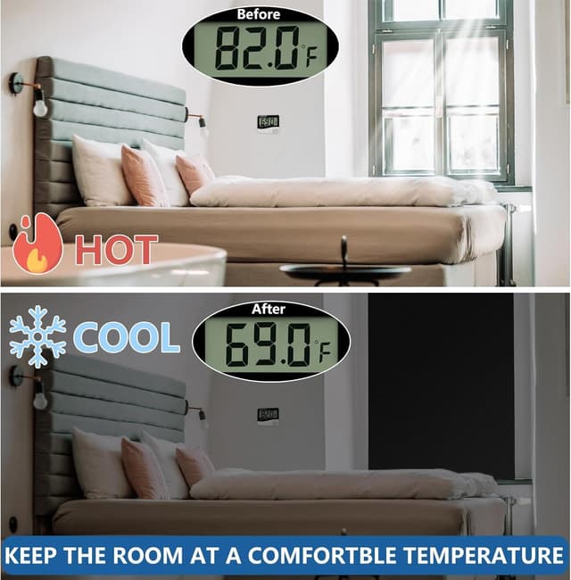 Detalle de BKSAI Magnetic Blackout Blinds for Bedroom Windows (No drilling, portable, magnetic fixings) – 130x145cm