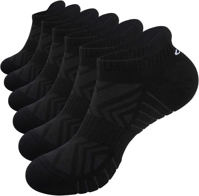 Detalle de Benirap Mens Tranier Socks cushioned running socks (6 pairs) — breathable cotton trainer socks with anti-blister design