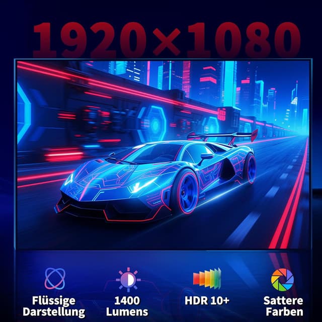 Detalle 2 de Tragbarer 4K-Beamer (1080P nativ) mit Netflix-Kompatibilität, WiFi 6 (5G Dualband) & Bluetooth 5.4 – C5 in Weiß