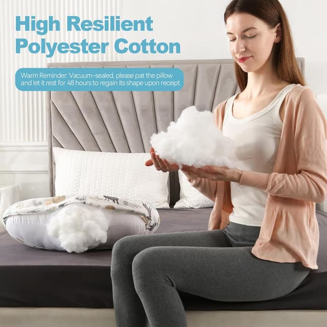 Detalle de Labtec Petit coussin d’allaitement bébé : coussin et oreiller d’allaitement déhoussable pour biberon et temps sur le ventre