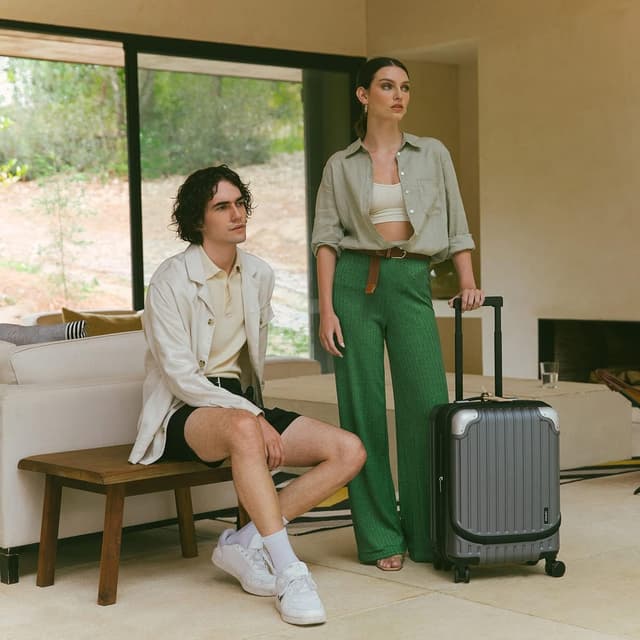 Detalle 2 de LEVEL8 20-Inch Carry-on Suitcase with Laptop Compartment, Expandable Spinner Trolley (ABS+PC, TSA) – Grey