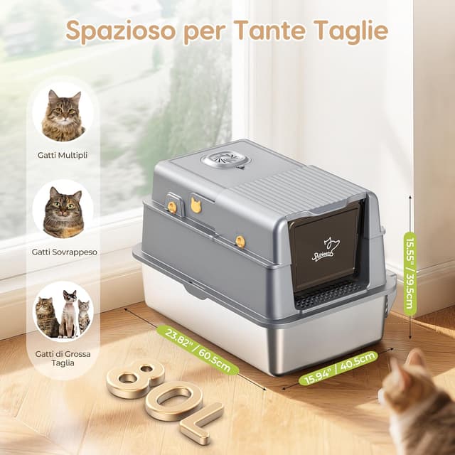 Thumbnail 6 de PalNests lettiera per gatti XXL in acciaio inox 105°