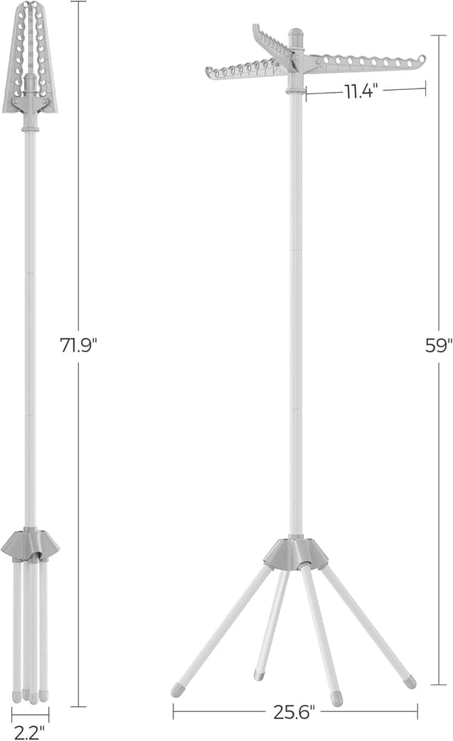 Thumbnail 6 de SONGMICS Clothes Airer LLR510G01 with 3 Rotatable Arms (27 hangers capacity), foldable indoor drying rack