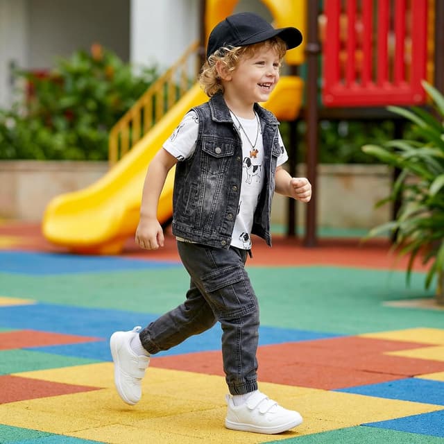 Detalle 2 de STQ Boys & Girls Toddler Trainers with Wide Toe Box, Zero-Drop Sole and Non-Slip Lightweight Outsole