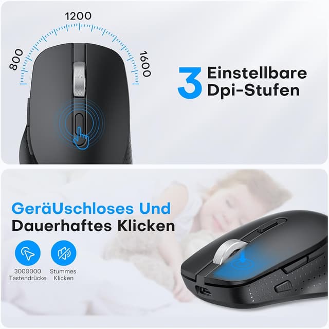 Thumbnail 3 de OMOTON Bluetooth Tastatur & Maus Set für MacBook Air/Pro, iMac, iMac Pro, Mac mini (QWERTZ, DE, mit Multi-Gerät-Funktion)