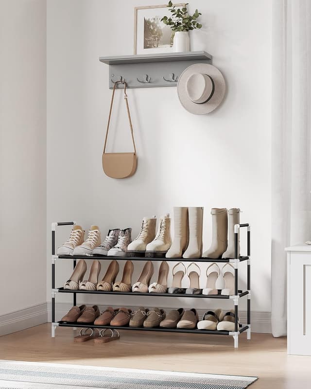 Detalle de SONGMICS LSH053B01 scarpiera a 3 ripiani da corridoio, sottile e salva-spazio