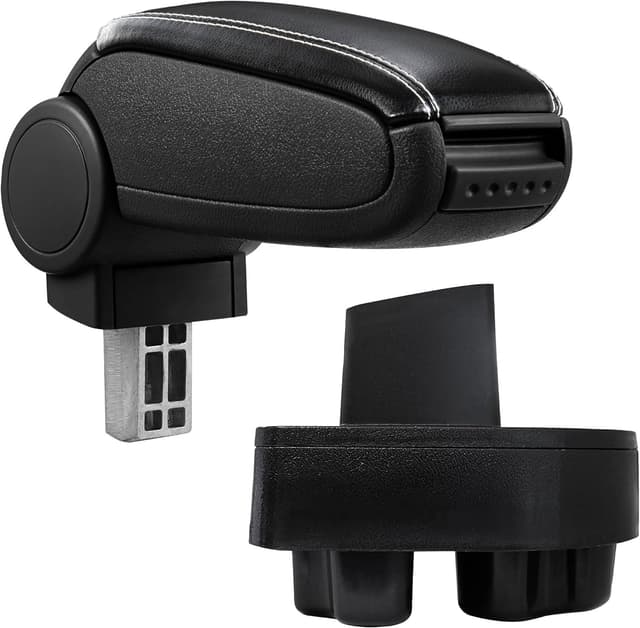 Detalle de Accoudoir central pro.tec avec compartiment rembourré pour Opel Corsa C / Combo C, noir et coutures rouges