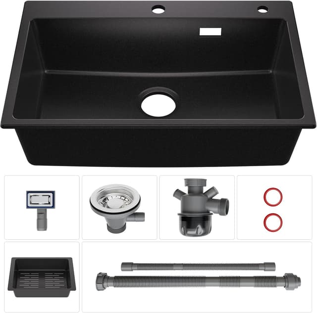 Thumbnail 6 de Sofetiy Granitspüle Schwarz 70x45 cm