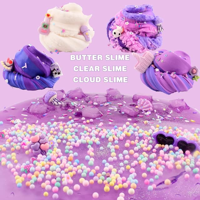 Detalle 2 de 6 Pack Slime Kit (Purple Dream Slime) — Cloud Butter & Crystal Clear Slime Variety Set for Kids