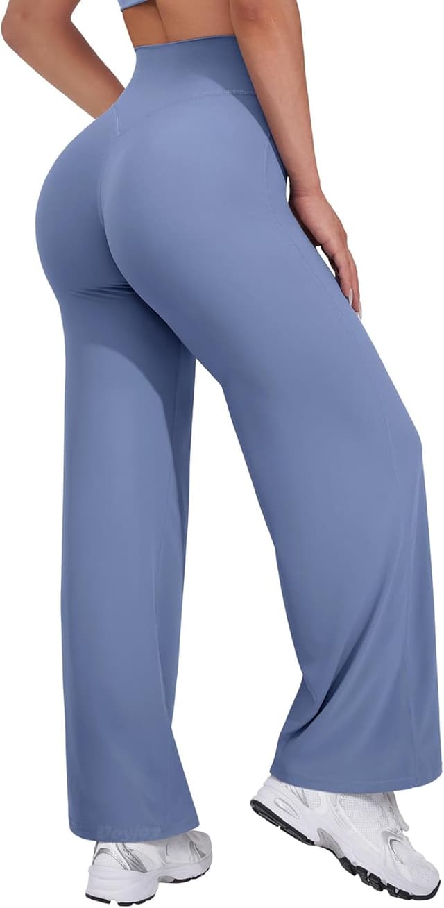 Detalle de VOYJOY Straight Leggings Bottoms Wide-Leg High-Waist Sweatpants