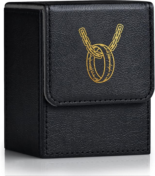 Detalle de ZLCA PU Leather Card Deck Box for MTG (2 Dividers) — Black, 100+ Single-Sleeved Storage Case