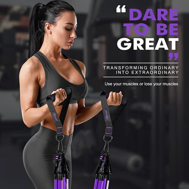 Detalle 2 de HPYGN Resistance Bands Set with Handles, Door Anchor & Ankle Straps (5 Levels, up to 250 LBS)