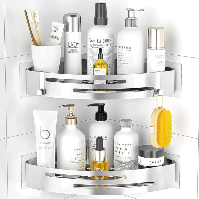 Detalle de PNNP Duschablage Ohne Bohren Ecke Silber 2-stk