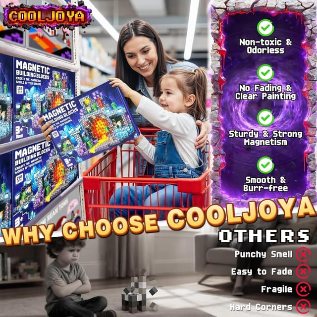 Thumbnail 6 de COOLJOYA Costruzioni Magnetiche per Bambini da 150 pezzi, giochi Montessori per 3-10 anni