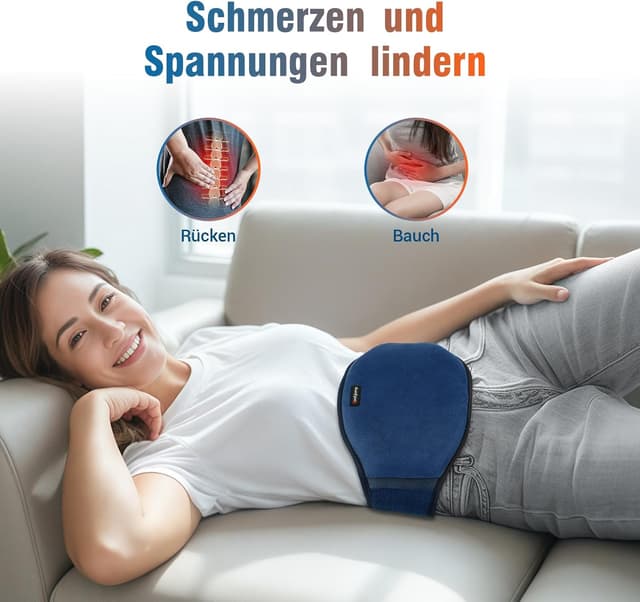 Detalle de Comfytemp Wärmegürtel mit Vibrationsmassage, kabellos (Akku 25 Wh) für Rücken – 18 x 147 cm