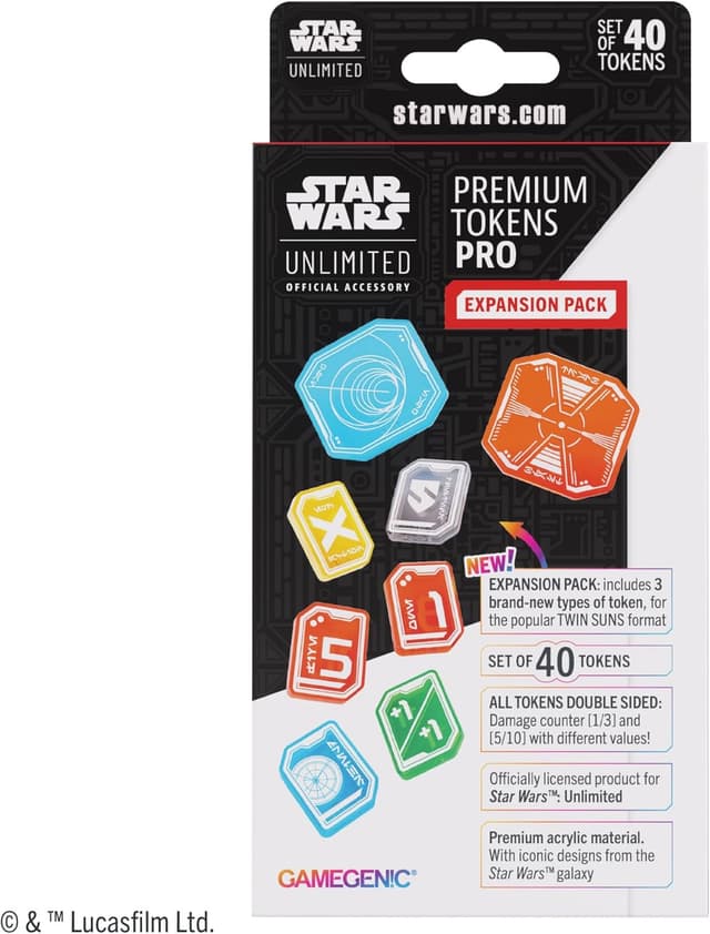 Detalle 2 de Gamegenic Star Wars Unlimited Premium Tokens PRO Expansion Pack: set di token premium in acrilico (55 pezzi)