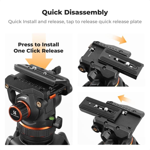 Detalle 2 de K&F CONCEPT BV60 Professional Fluidkopf für Video-Tripod bis 10 kg mit 360°-Einstellung