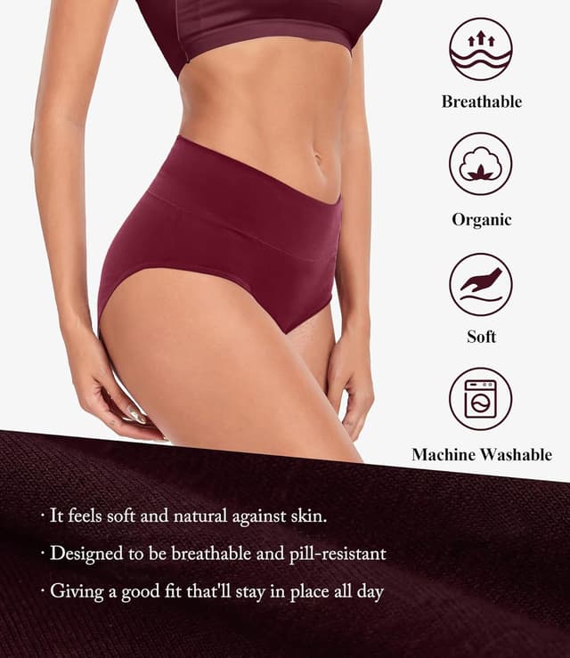 Detalle de Coswind lot de 5 culottes femme en coton taille haute anti-transpiration