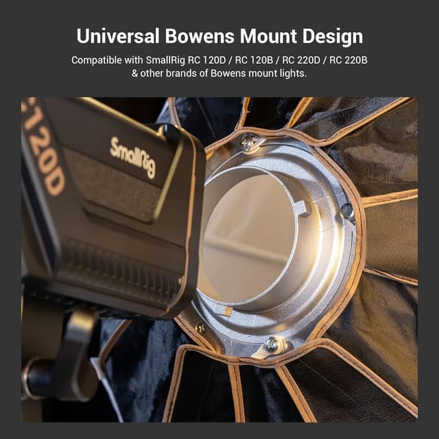 Detalle de SMALLRIG Laternen-Softbox 90 cm Bowens Mount 3932 mit flexiblem Klettverschluss-Barndoor