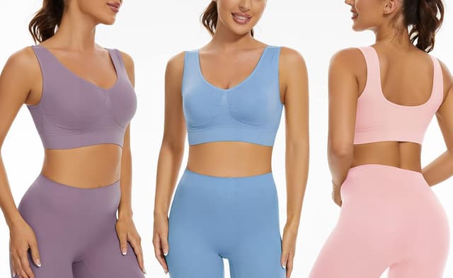 Thumbnail 2 de Lemef 3-Pack Seamless Sports Bra Wirefree Yoga Bra for Women 📿