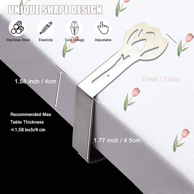 Detalle de CUNGLIN Tablecloth Clips 10 Pack (Tulip Shape) for Outdoor Thick Tables