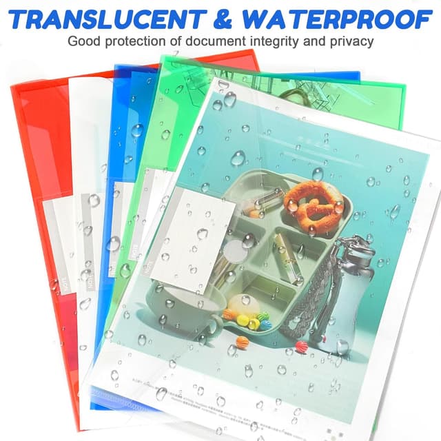 Detalle de A4 Plastic Wallets 20 Pack (5 Assorted Colours) waterproof document folders with Velcro