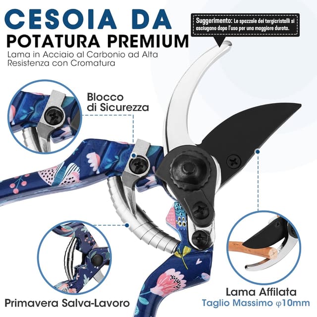 Detalle de WORKPRO set di attrezzi da giardino da 4 pezzi con guanti, cesoie e pala – con scatola regalo