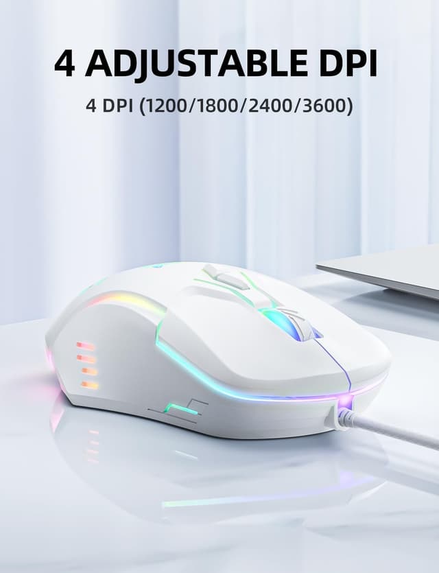 Detalle de Wired PC Gaming Mouse with PMW3389 sensor, RGB backlighting and 7 programmable buttons