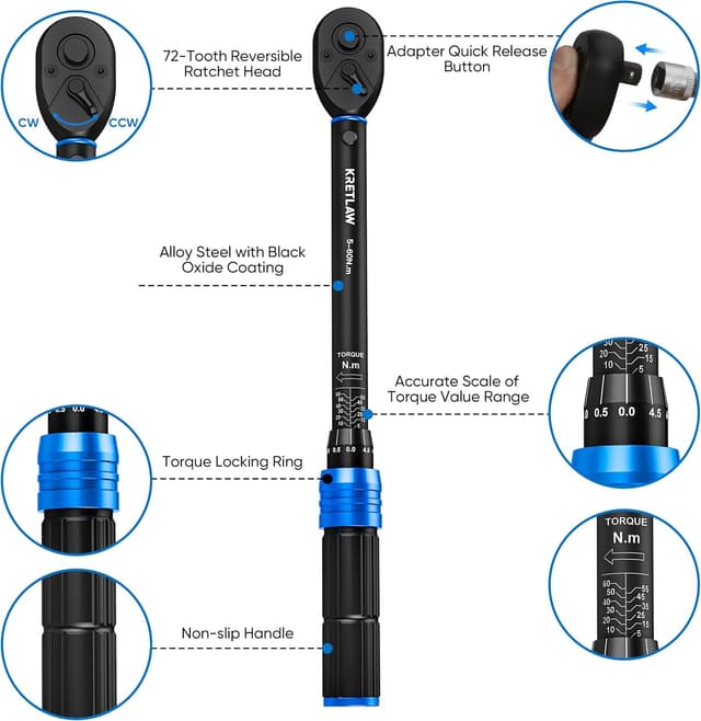 Thumbnail 3 de KRETLAW 3/8" Torque Wrench Set 30PCs
